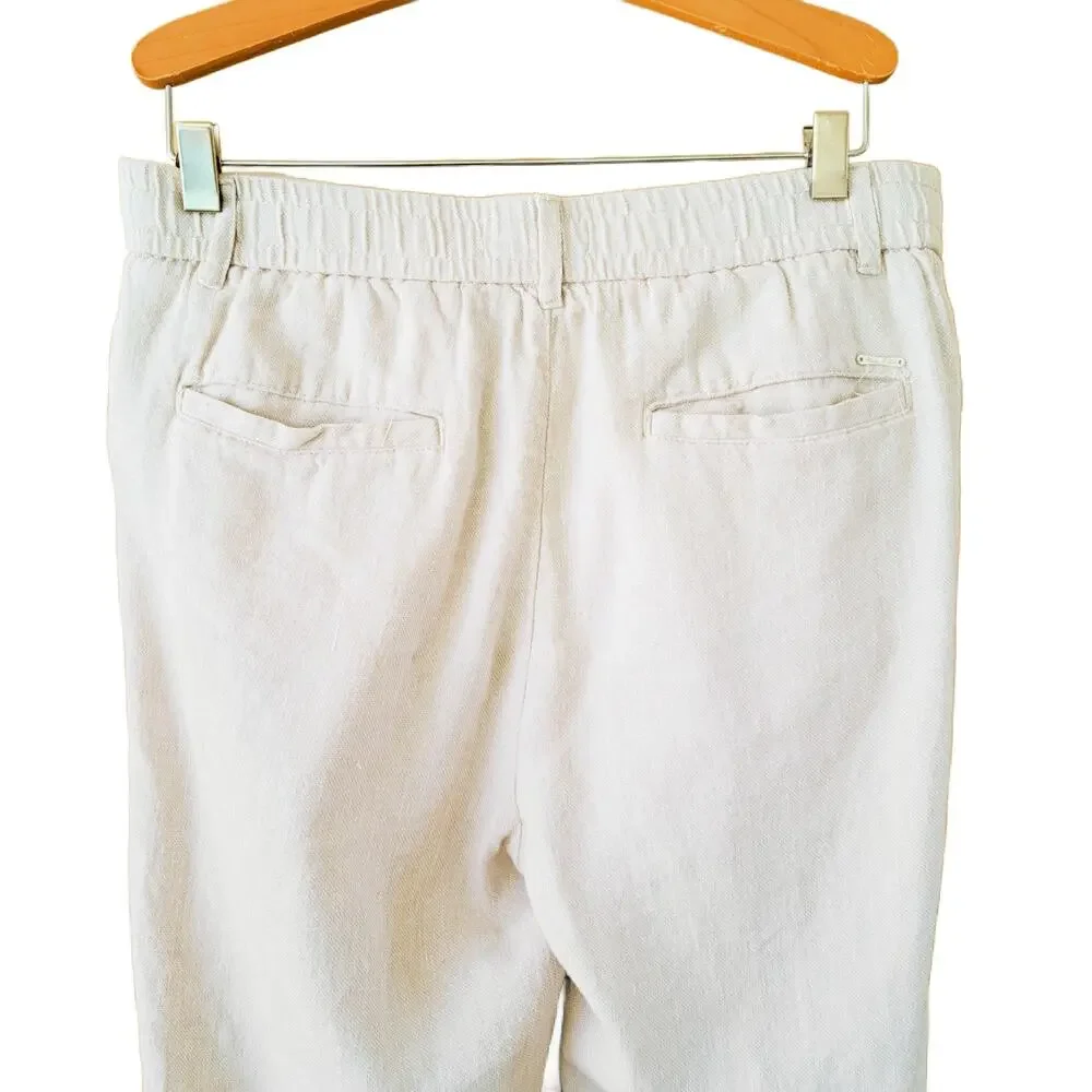 Porter & Ash Mens Linen Cotton Blend Pants Beige Size 29 Beach Coastal Trousers